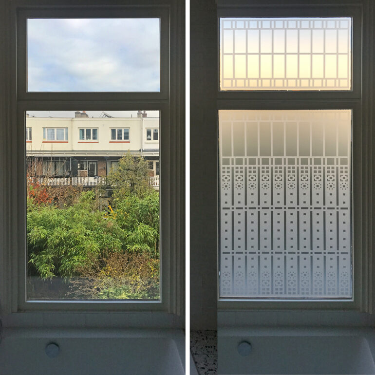 Anti-inkijk raamfolie patroon voor badkamers.