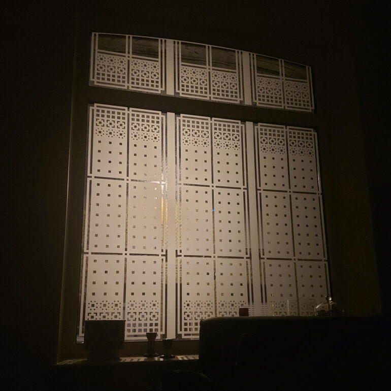 Raamfolie patroon tegen inkijk.